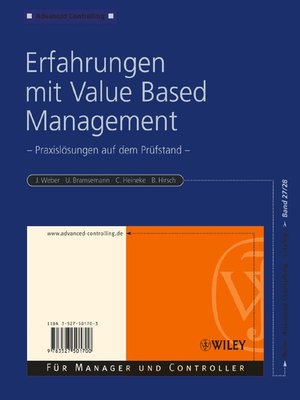 cover image of Erfahrungen mit Value Based Management